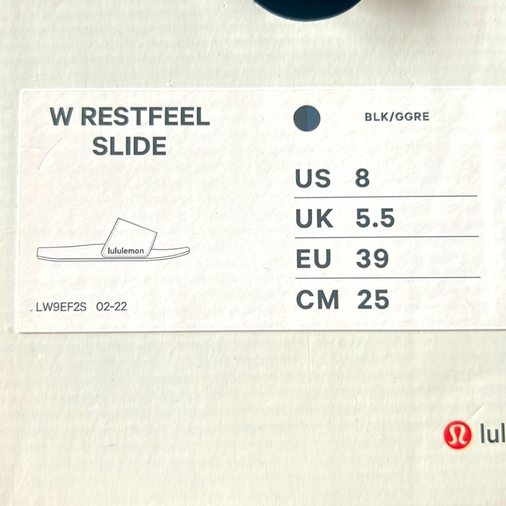 Lululemon Restfeel Slide Sz 8 Black